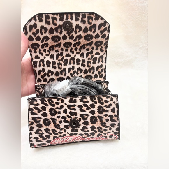 NWT Ed Hardy Leopard Print Rhinestone Handbag Crossbody - Picture 8 of 10
